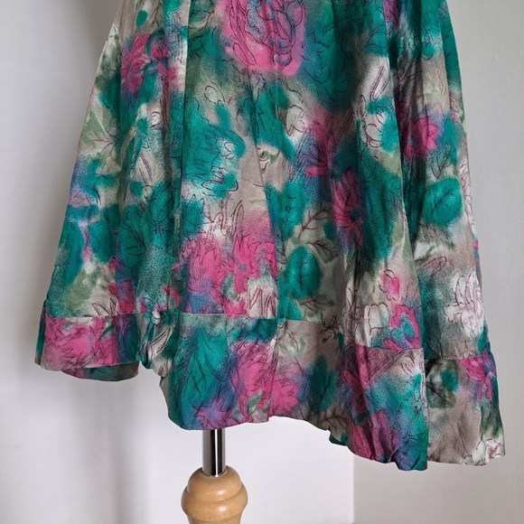 Elizabeth & James | Green , pink & grey floral cute flowy strapless mini Dress - Picture 4 of 11